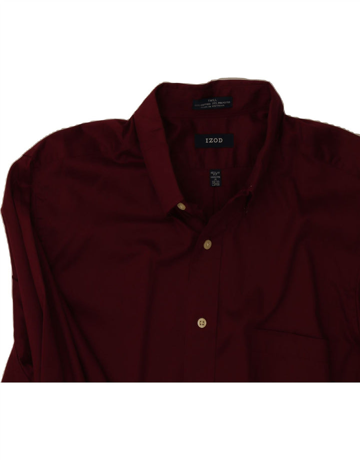 IZOD Mens Shirt Size 16 Large Burgundy Cotton Vintage Izod and Second-Hand Izod from Messina Hembry 