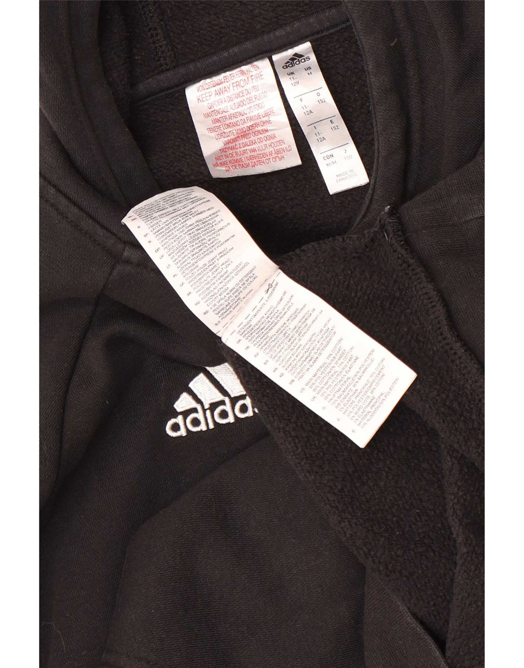 Adidas Jungen Graphic Hoodie Pullover 11–12 Jahre, schwarzes Polyester