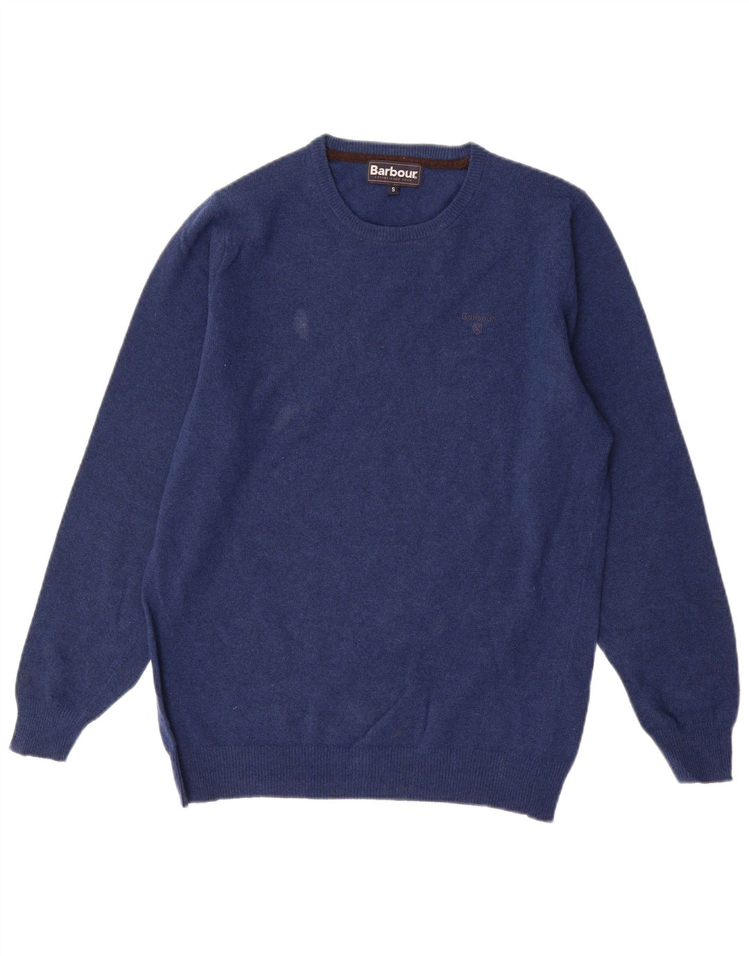 Barbour Herren-Pullover mit Rundhalsausschnitt, klein, marineblaue Lammwolle