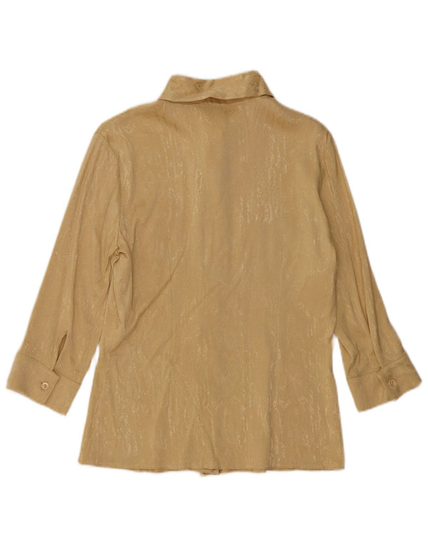 Vintage Damen 3/4-Ärmel-Hemdbluse IT 44 Mittelgrüner Tierdruck
