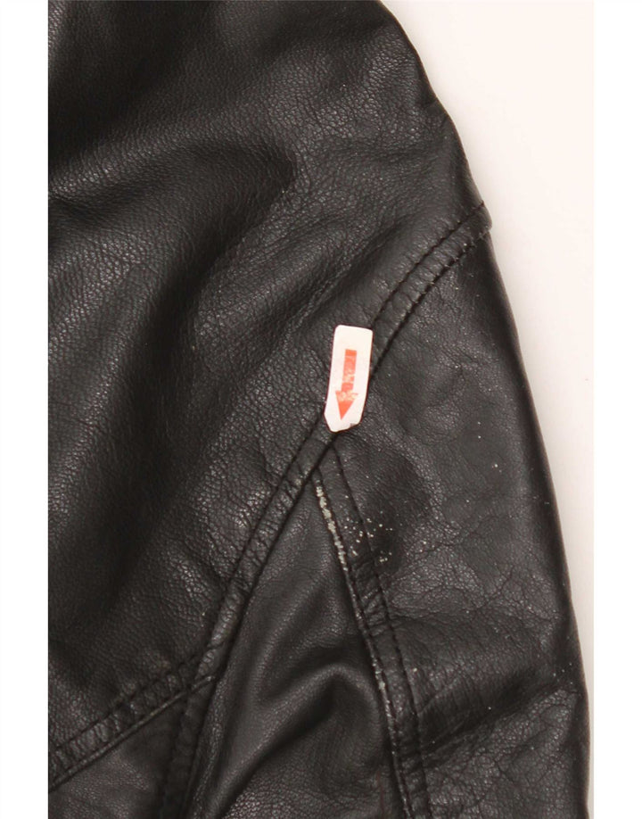 Only & Sons Herren Leder Bikerjacke UK 40 Large Schwarz