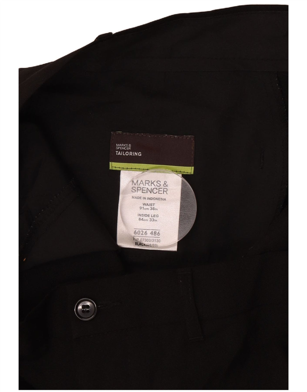 Marks & Spencer Herren maßgeschneiderte gerade Chinohose W36 L33 Schwarz