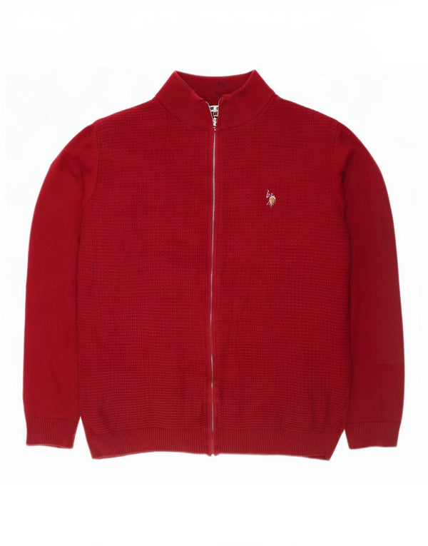U.S. Polo Assn. Herren-Cardigan-Pullover 2XL Burgunderrot aus Baumwolle