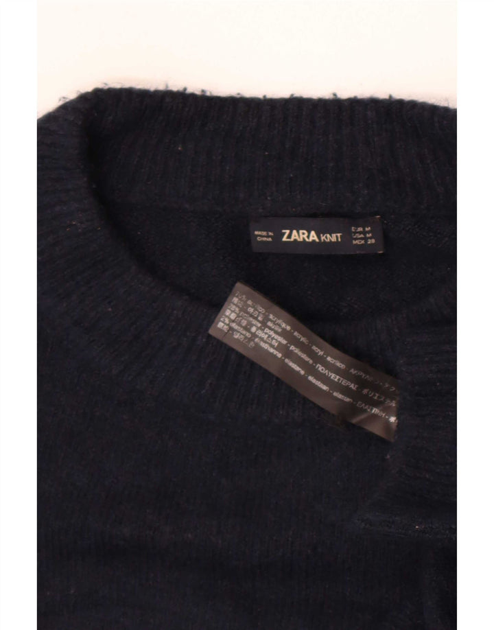 Zara Herren-Pullover mit Rundhalsausschnitt, Mittelblau, Acryl