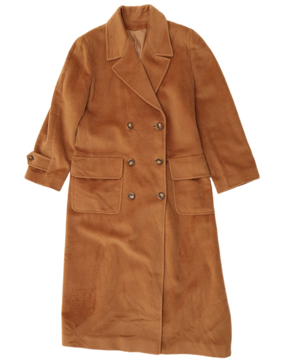 Piacenza Damen Zweireihiger Mantel UK 14 Große braune Wolle