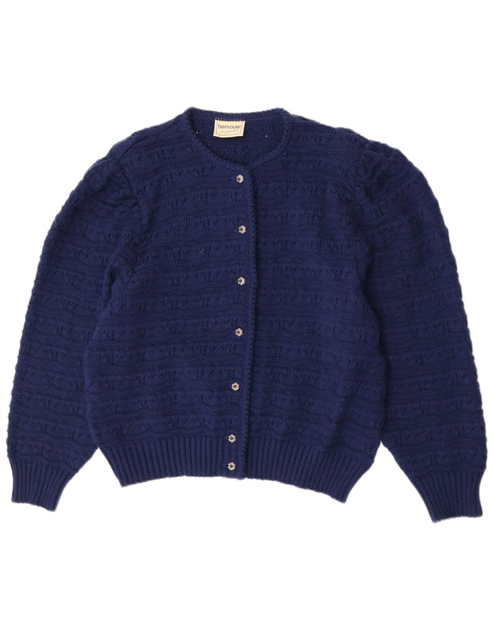Vintage Damen Cardigan Pullover EU 50 3XL Marineblaue Wolle