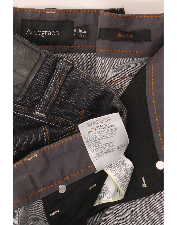 Marks & Spencer Herren Autograph Slim Jeans W36 L29 Marineblau Baumwolle