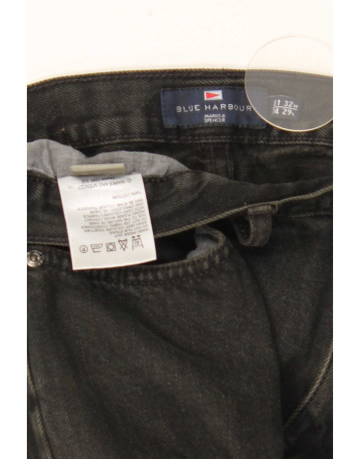 Marks & Spencer Herren Blue Harbor Straight Jeans W32 L29 Schwarze Baumwolle
