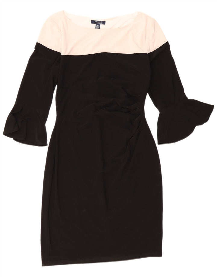 CHAPS Womens 3/4 Sleeve Bodycon Dress UK 12 Medium Black Colourblock