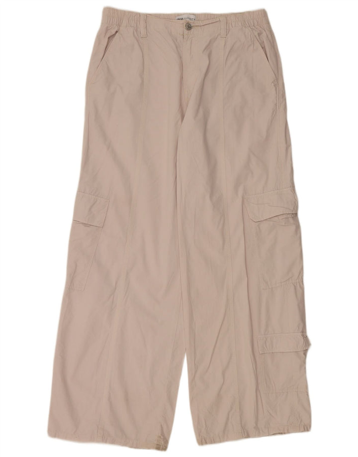 Zara Damen-Cargohose mit weitem Bein, Größe L, W30, L30, Grau