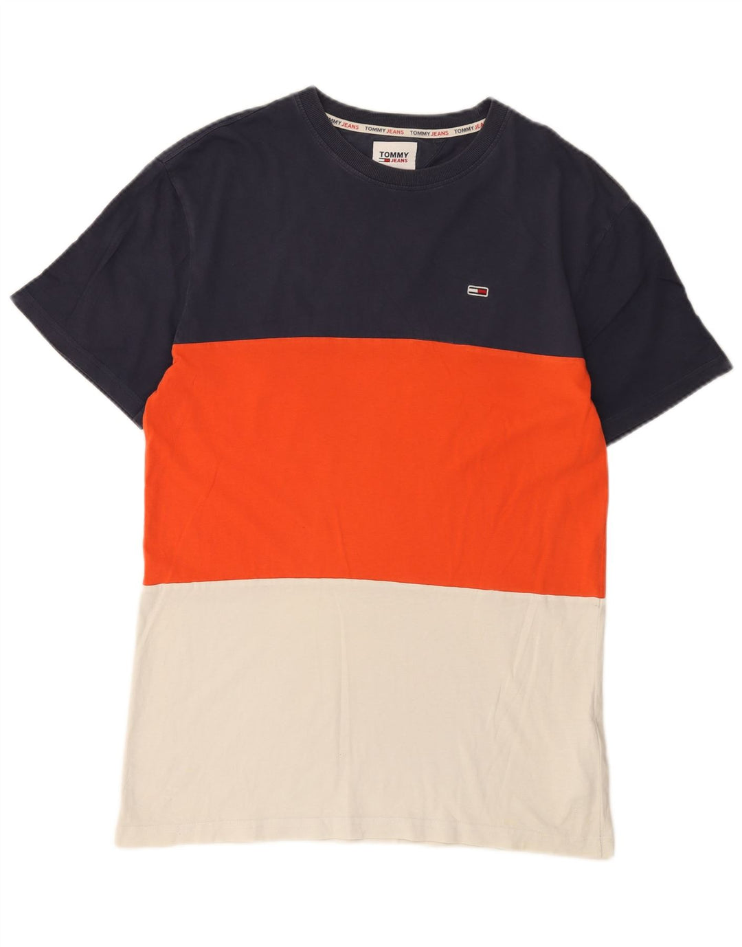 Tommy Hilfiger Herren-T-Shirt-Oberteil, groß, mehrfarbig, Colourblock-Baumwolle