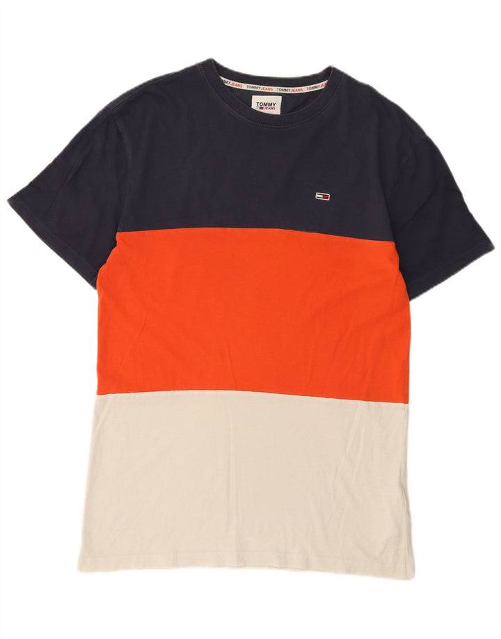 Tommy Hilfiger Herren-T-Shirt-Oberteil, groß, mehrfarbig, Colourblock-Baumwolle