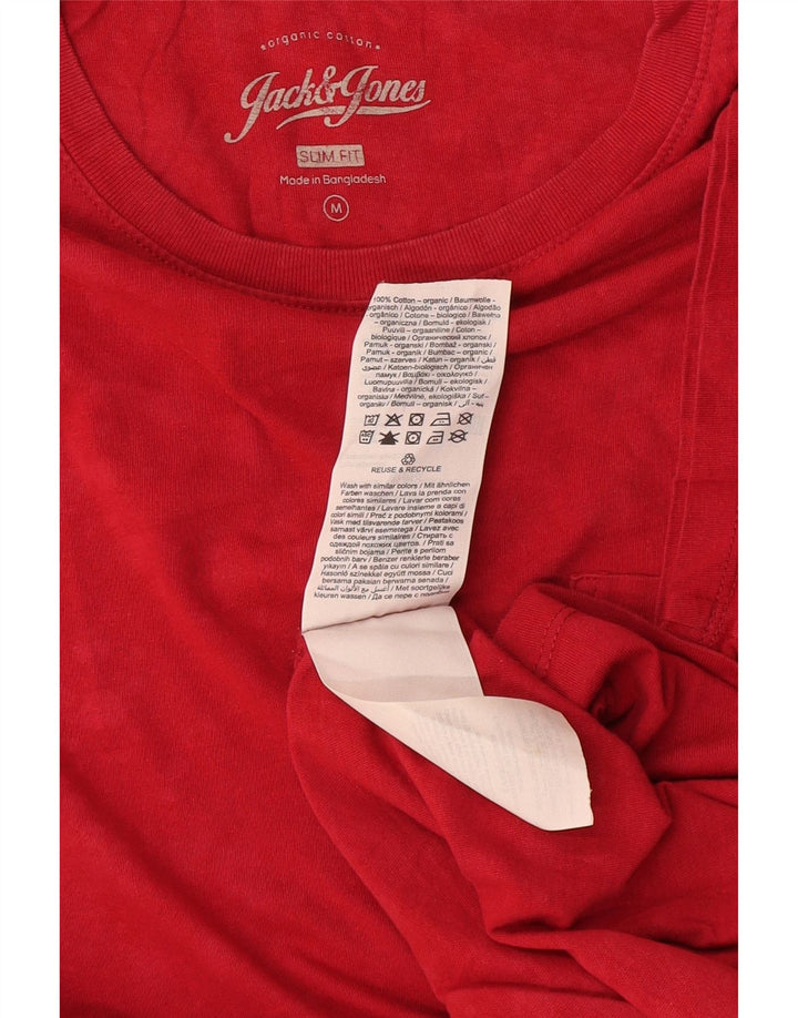 Jack & Jones Slim Fit T-Shirt-Oberteil für Herren aus mittelroter Baumwolle