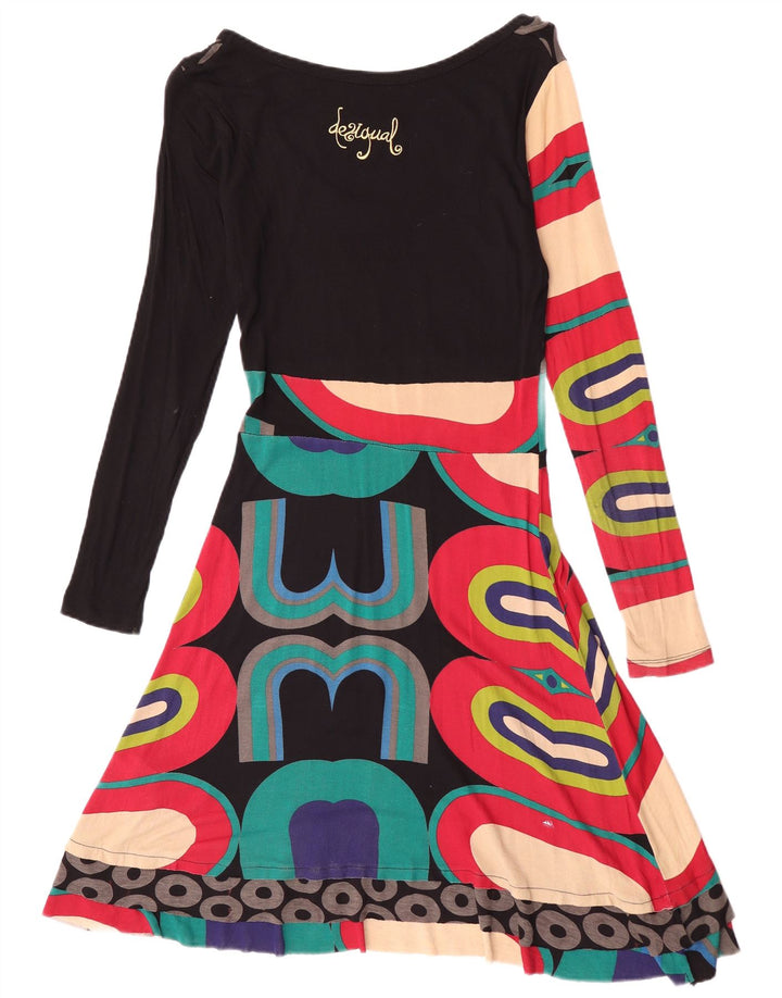 Desigual Womens Graphic A-Line Dress UK 12 Medium Mehrfarbig Geometrisch