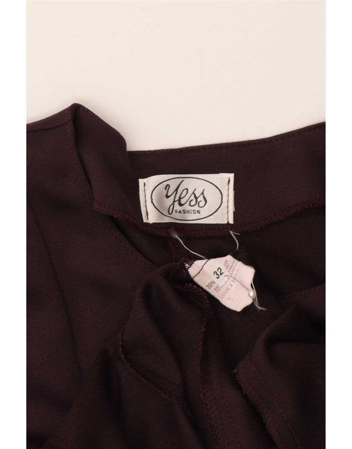 Vintage Damen Langarm-A-Linien-Kleid IT 32 2XS Kastanienbraunes Polyester