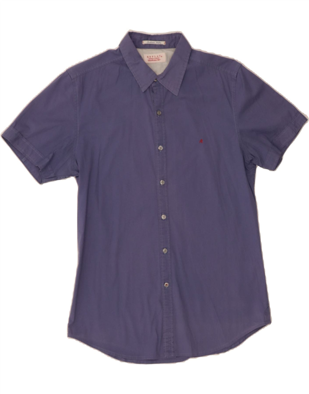 REPLAY Mens Short Sleeve Shirt Medium Navy Blue Cotton Vintage Replay and Second-Hand Replay from Messina Hembry 