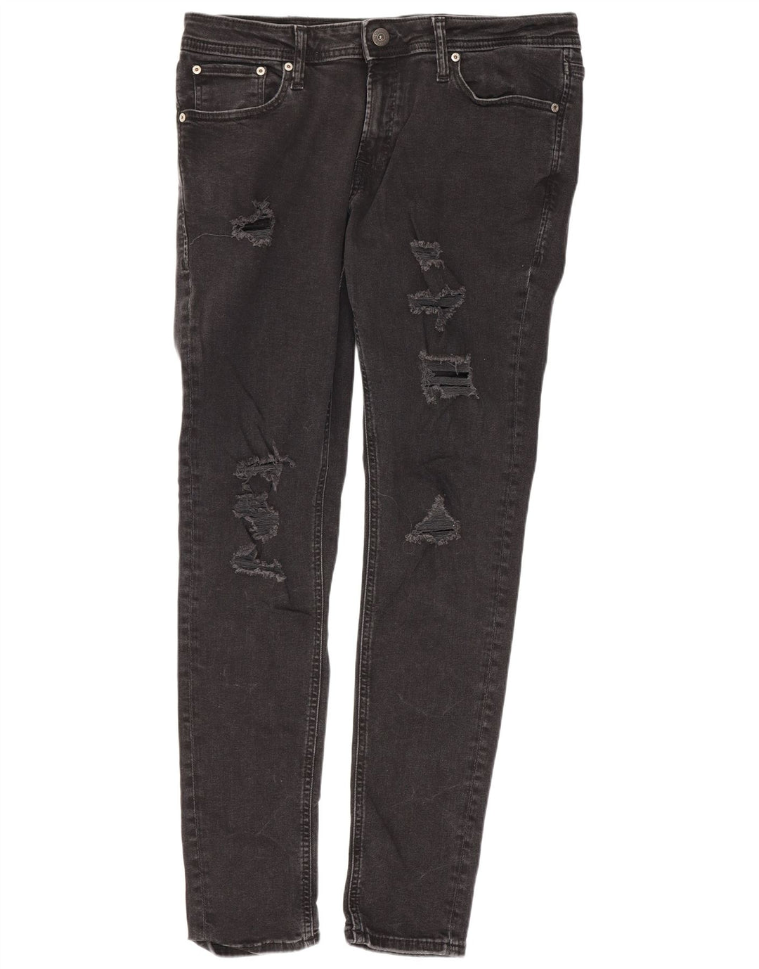 Jack & Jones Herren Distressed Slim Jeans W34 L32 Schwarze Baumwolle