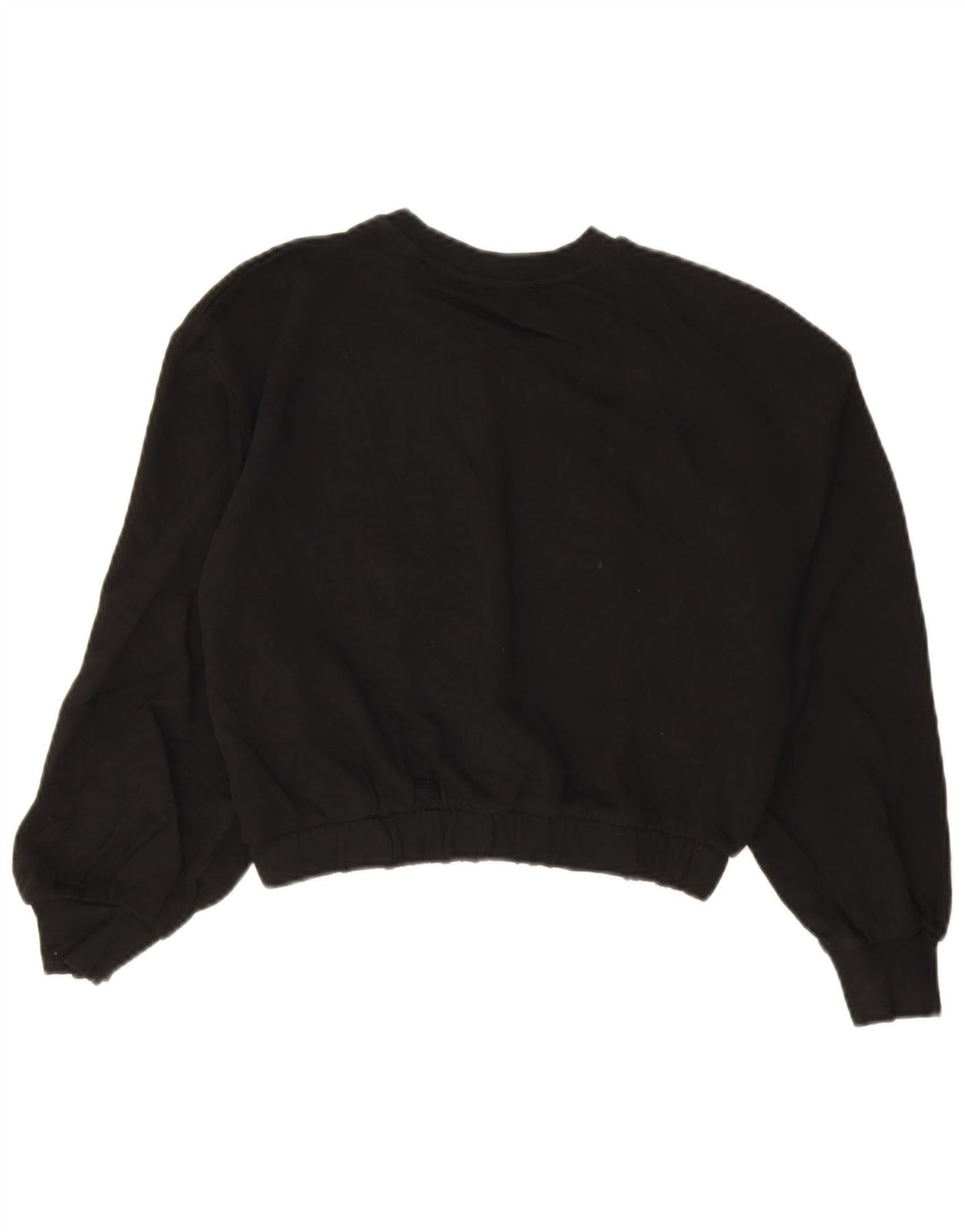 Zara Damen Crop Sweatshirt Pullover UK 14 Mittelschwarze Baumwolle