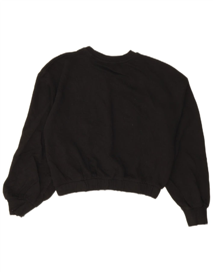 Zara Damen Crop Sweatshirt Pullover UK 14 Mittelschwarze Baumwolle