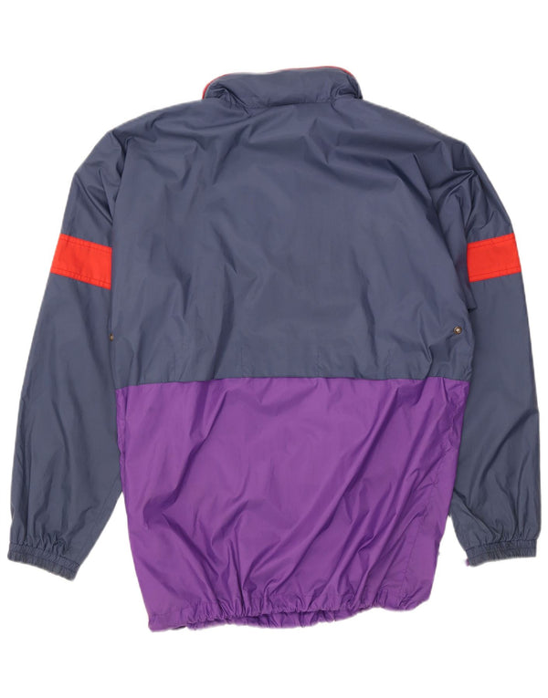 VINTAGE Herren-Anorakjacke mit Kapuze, UK 38, mittleres Marineblau, Farbblock