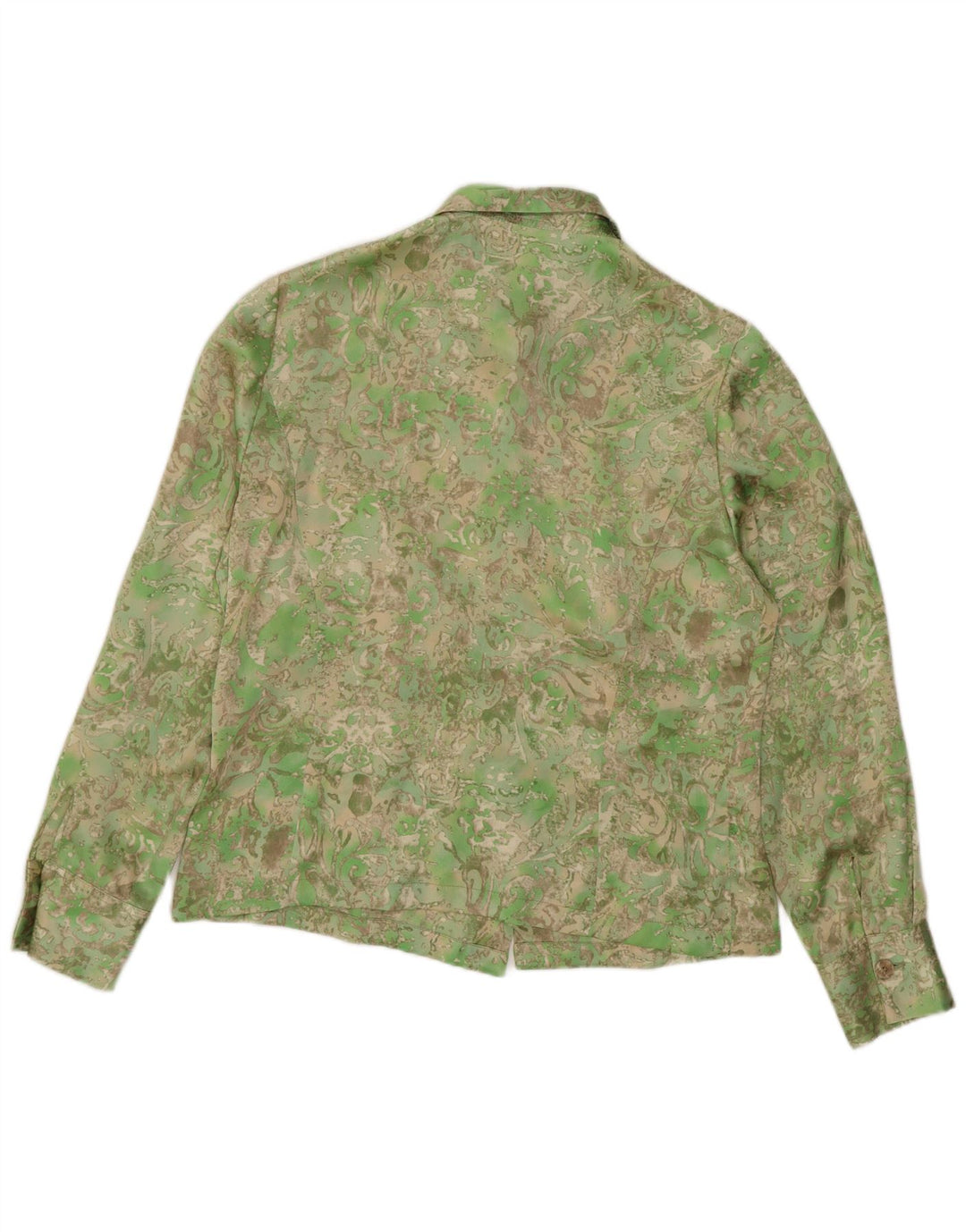 Vintage Damen Shirt UK 14 Mittelgrün Paisley