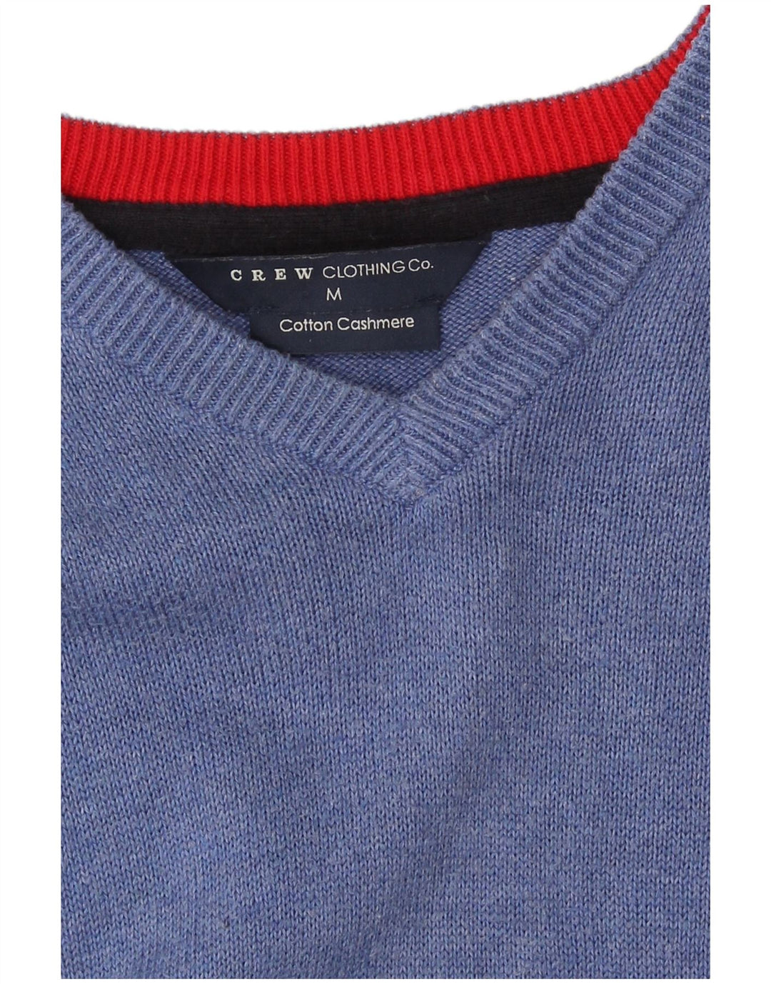 Crew Clothing Herren-Pullover mit V-Ausschnitt aus mittelblauer Baumwolle