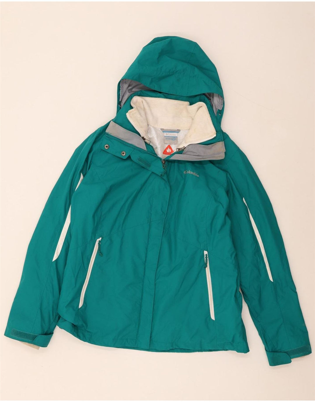 Columbia Damen Interchange Kapuzen-Skijacke UK 16 Large Grün Farbblock