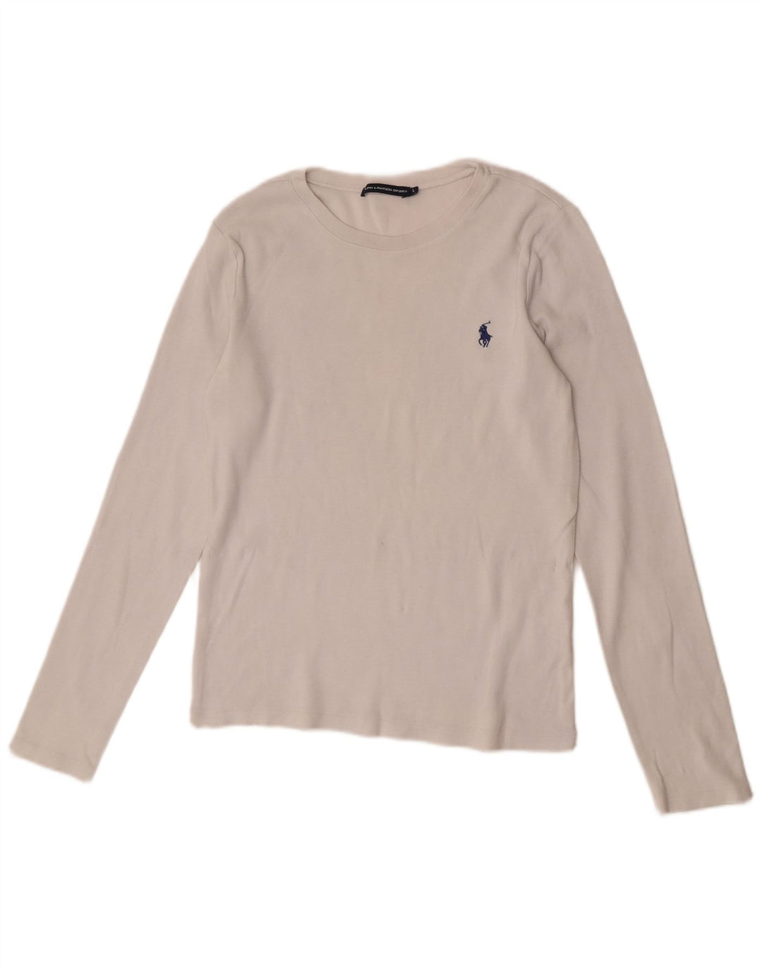 Ralph Lauren Damen Top Langarm UK 14 Large Weiße Baumwolle