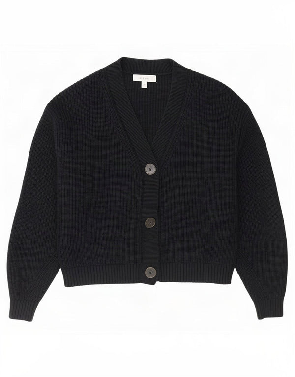 Marks & Spencer Damen Crop Cardigan Pullover UK 14 Mittelschwarze Baumwolle