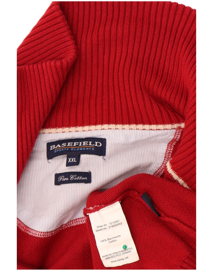Basefield Herren-Cardigan-Pullover 2XL aus roter Baumwolle