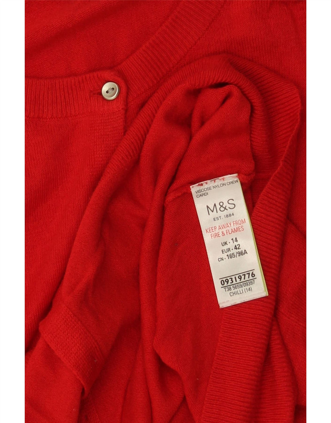 Marks & Spencer Damen Strickjacke Pullover UK 14 Große rote Viskose
