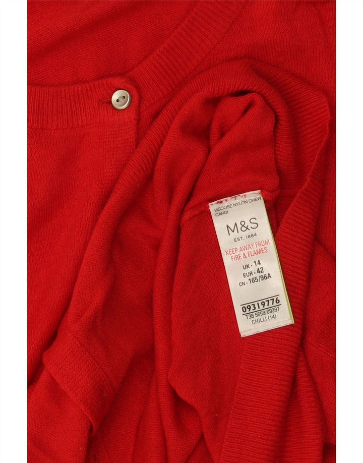 Marks & Spencer Damen Strickjacke Pullover UK 14 Große rote Viskose