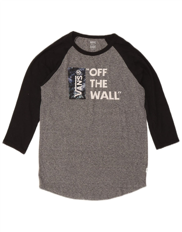 VANS Womens Graphic Top 3/4 Ärmel UK 10 Small Grau Farbblock