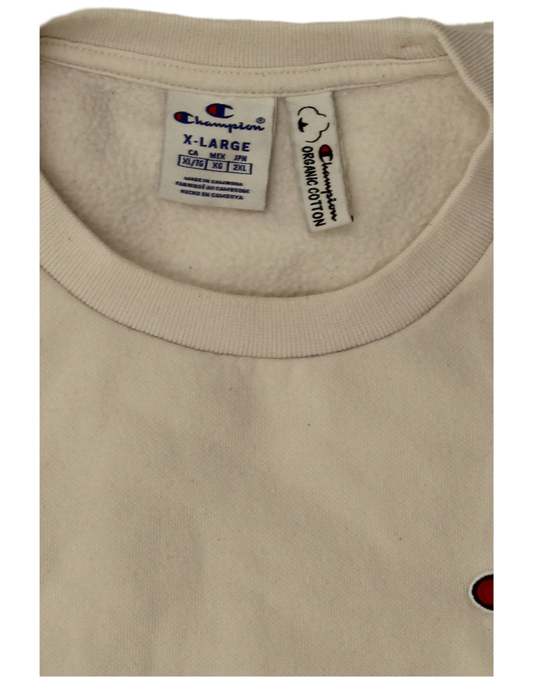 Champion Herren-Sweatshirt-Pullover XL aus weißer Baumwolle