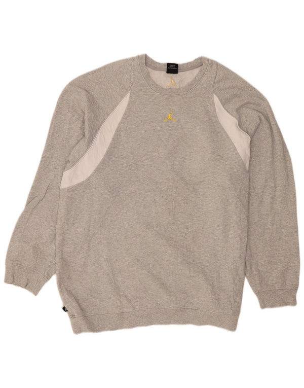 Jordan Herren Sweatshirt Pullover 2XL Grau Colourblock Baumwolle