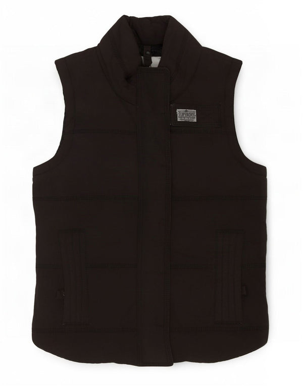 Superdry Damen Wattierte Weste UK 6 XS Schwarz Baumwolle