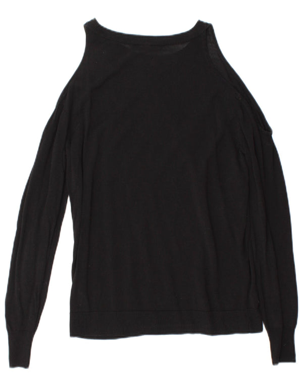 Zara Damen-Pullover mit U-Boot-Ausschnitt, UK 12, mittelschwarz, Baumwolle