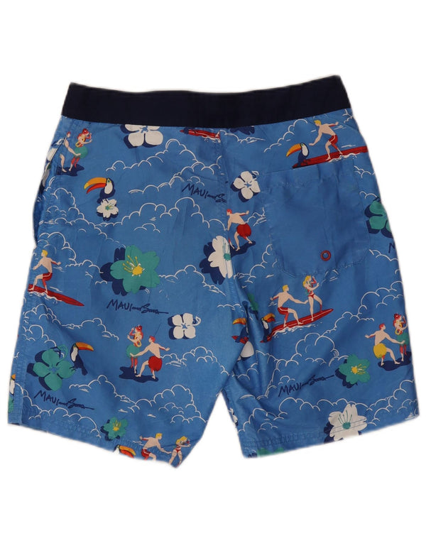 Maui and Sons Herren-Badeshorts mit Grafik, klein, blau, Blumenmuster, Polyester