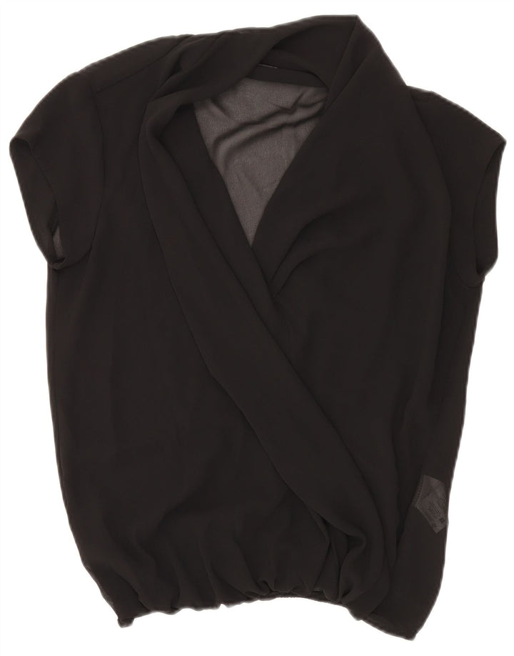 Sandro Ferrone Damen Durchsichtiges Blusenoberteil UK 10 Small Schwarz Polyester