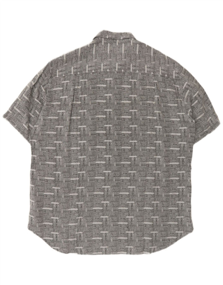 Vintage Herren Kurzarmhemd XL Grau Paisley