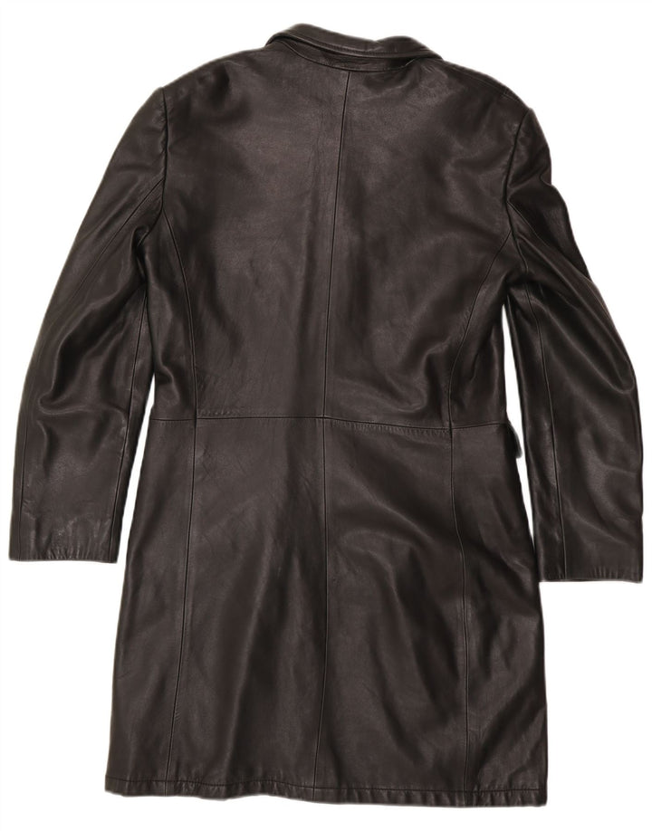 Marella Damen Ledermantel UK 12 Mittelschwarzes Leder