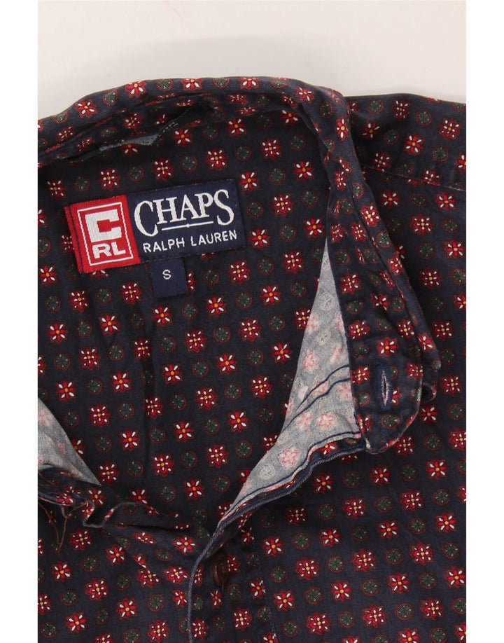 CHAPS RALPH LAUREN Mens Shirt Small Navy Blue Floral Cotton Vintage Chaps Ralph Lauren and Second-Hand Chaps Ralph Lauren from Messina Hembry 