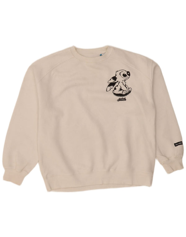 Zara Mädchen-Sweatshirt mit Stitch-Grafik, 13–14 Jahre, weiße Baumwolle