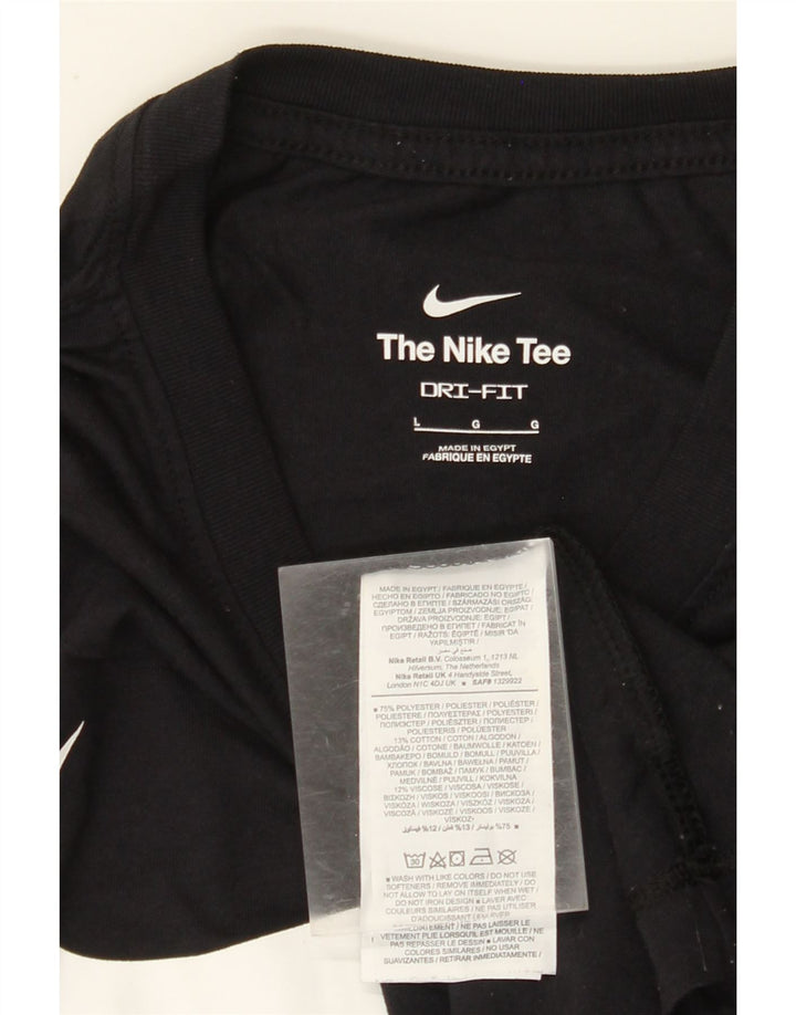 NIKE Herren Dri Fit Graphic T-Shirt Top Large Schwarz Baumwolle