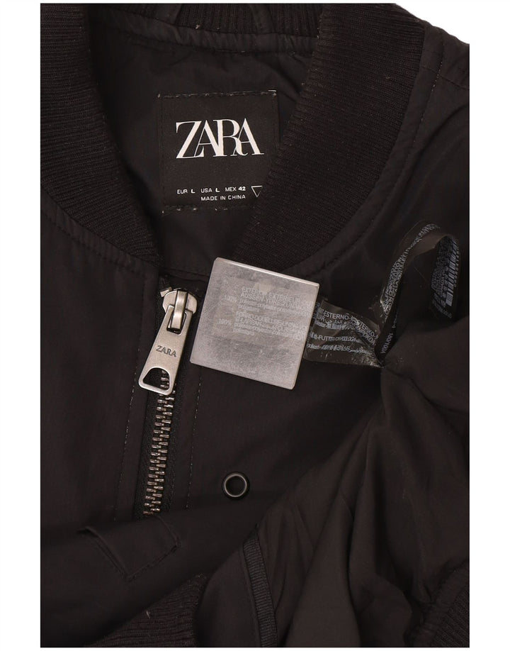 Zara Herren Bomberjacke UK 40 Large Schwarz Polyester