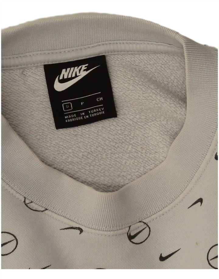 Nike Womens Oversized Crop Graphic Sweatshirt Pullover UK 10 Small Grau