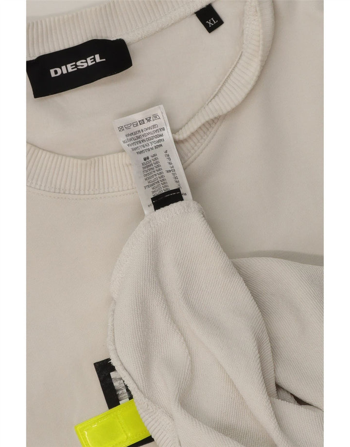 Diesel Herren Graphic Sweatshirt Pullover XL Weiße Baumwolle
