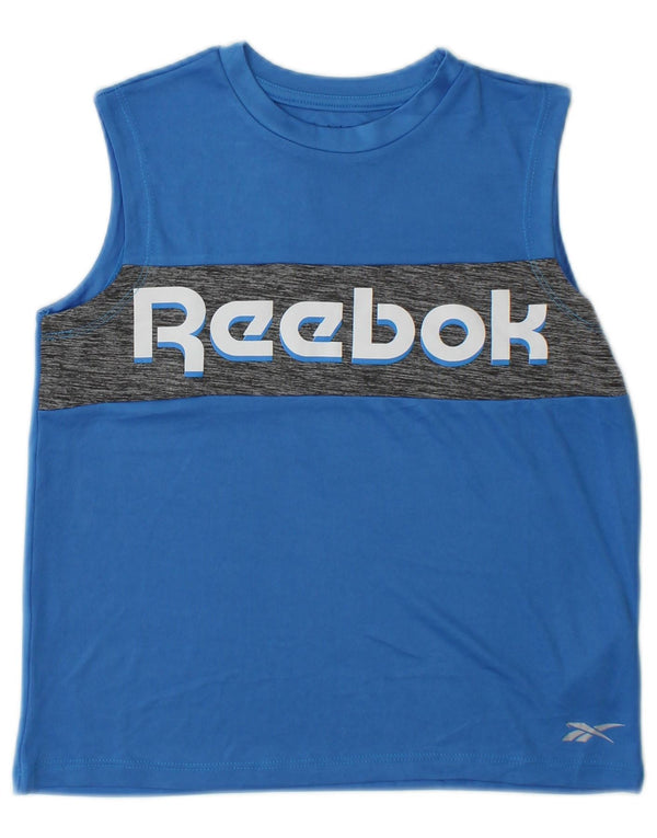 Reebok Jungen Grafik-Weste-Top, 10–11 Jahre, blaues Farbblock-Polyester