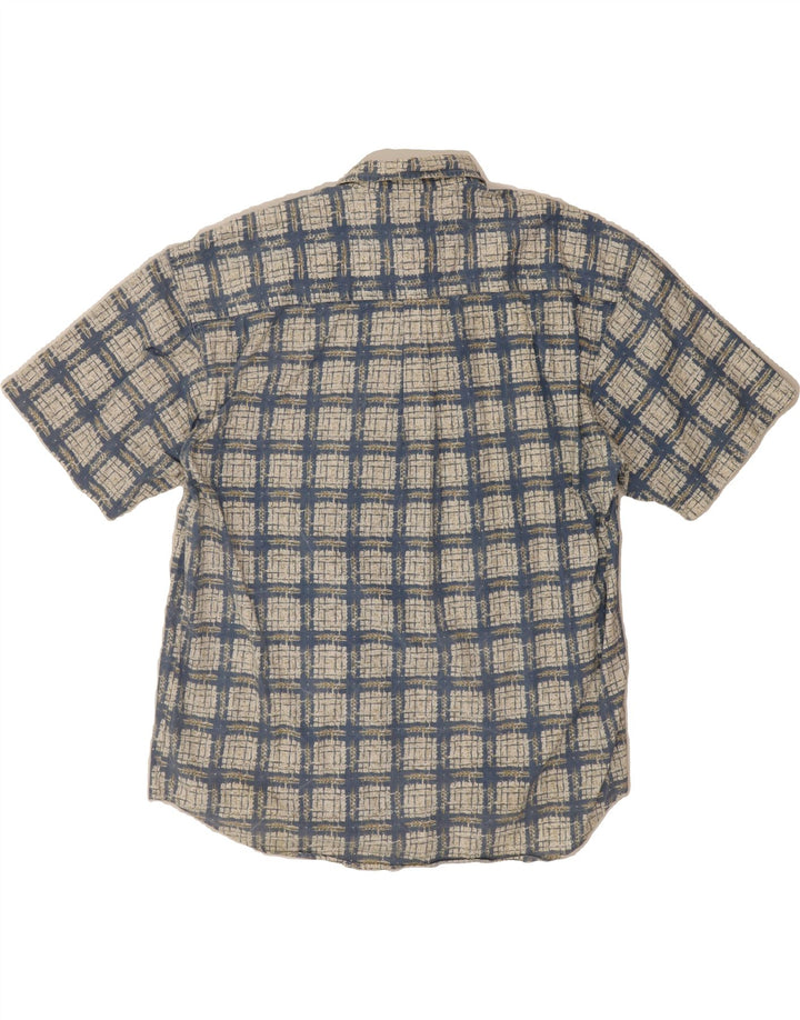 JULEPS Mens Short Sleeve Shirt Large Blue Check Cotton Vintage Juleps and Second-Hand Juleps from Messina Hembry 