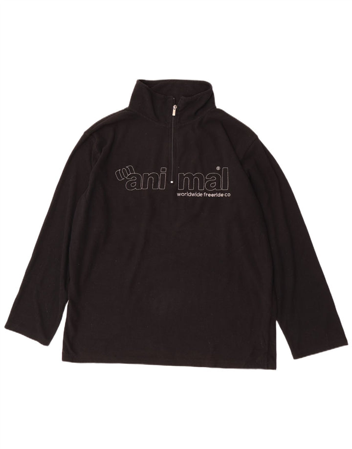 Animal Herren-Fleecepullover mit grafischem Reißverschluss und Halsausschnitt, XL, Schwarz, Polyester